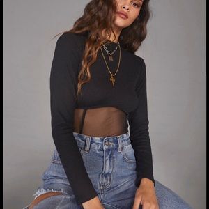 Nastgal Black mesh panel bodysuit